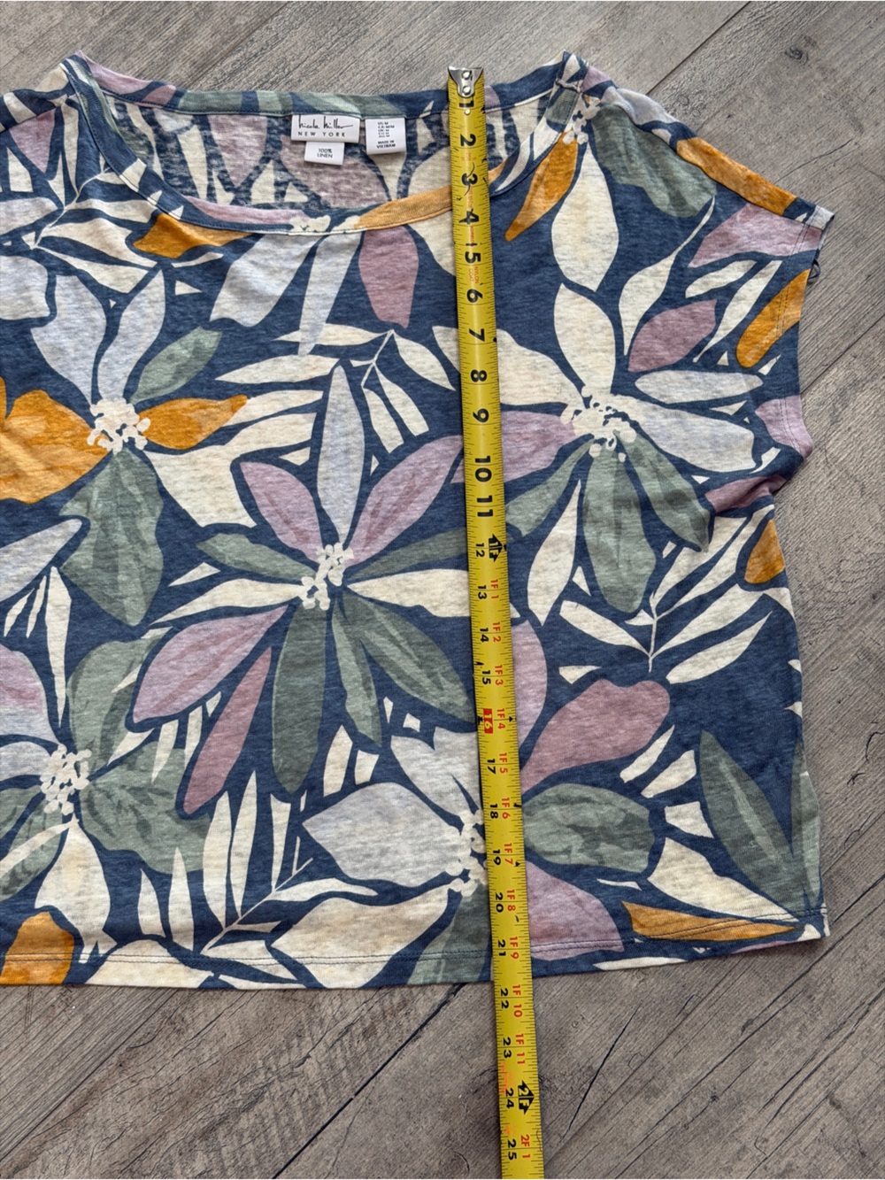 nicole miller Cottagecore Colorful Floral Linen Boxy Sleeveless Top Sz M - Picture 6 of 9
